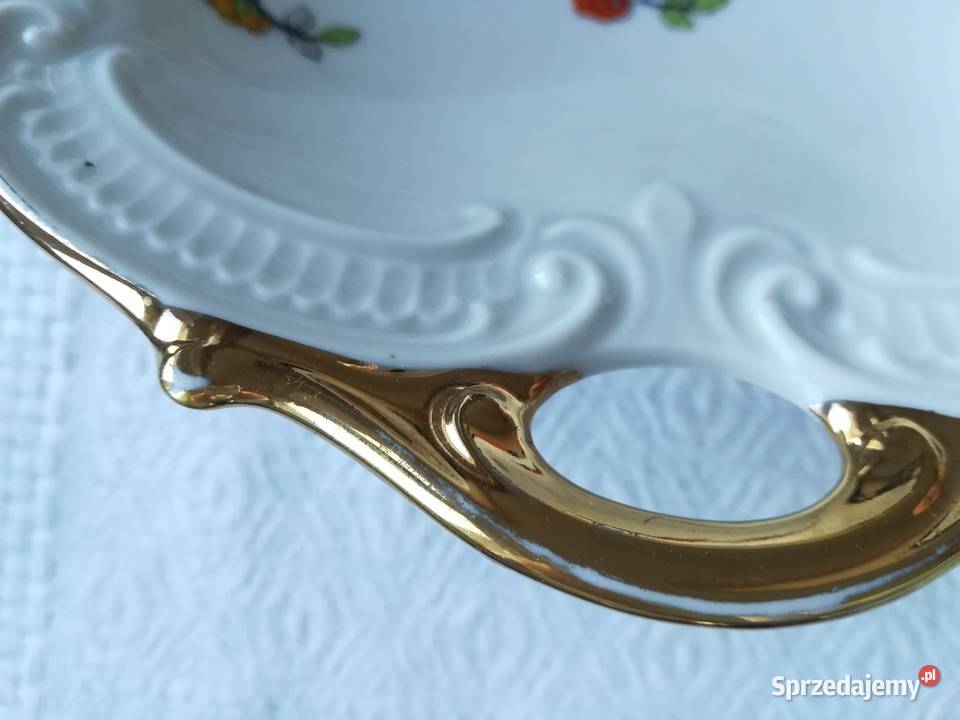 porcelanowa patera bogato zdobiona malatura pomorskie