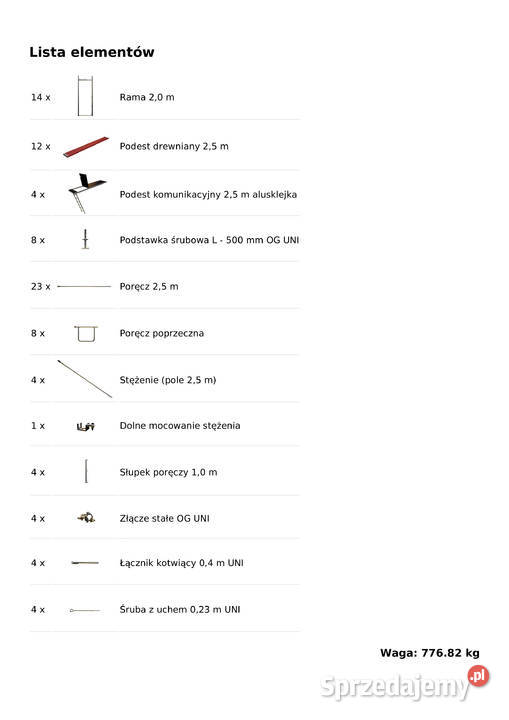 Rusztowanie elewacyjne na szczyt 665m2 75x102m Stare Siołkowice
