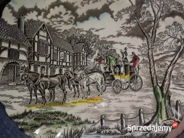 Patera duży talerz z końmi Sygnatura Royal Mail Gdańsk