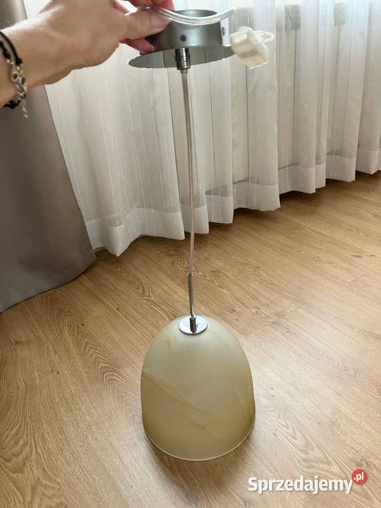 Lampa wisząca szklana beżowy ALFA chrom polska
