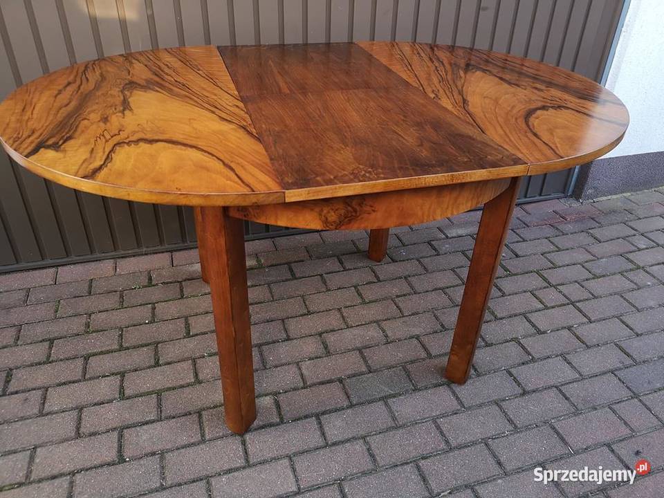 Stół ArtDeco Okrągły Orzech 100 Zgrabny Stary Swarzędz