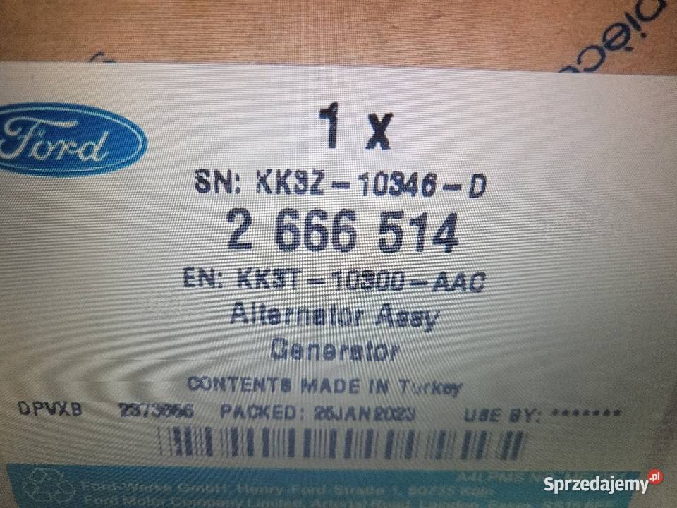 Alternator Ford KK3T10300AAC 2666514 sprzedam