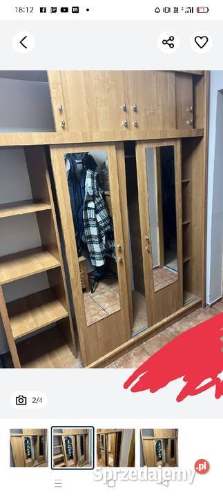 Szafa brązowa przesuwna z lustrem pokoju Czernikowo