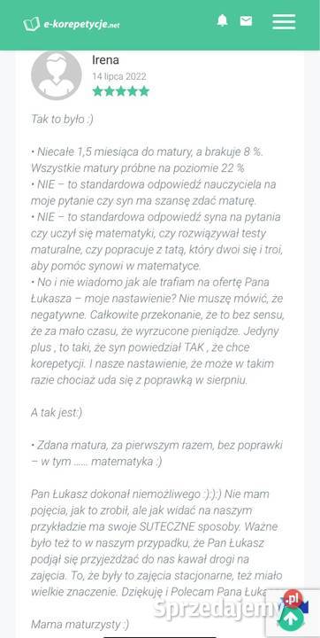 MATEMATYKA przygotowanie do poprawek Warszawa