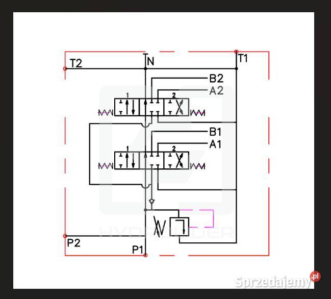 Rozdzielacz hydrauliczny 2 sekcyjny Q45 60Lmin