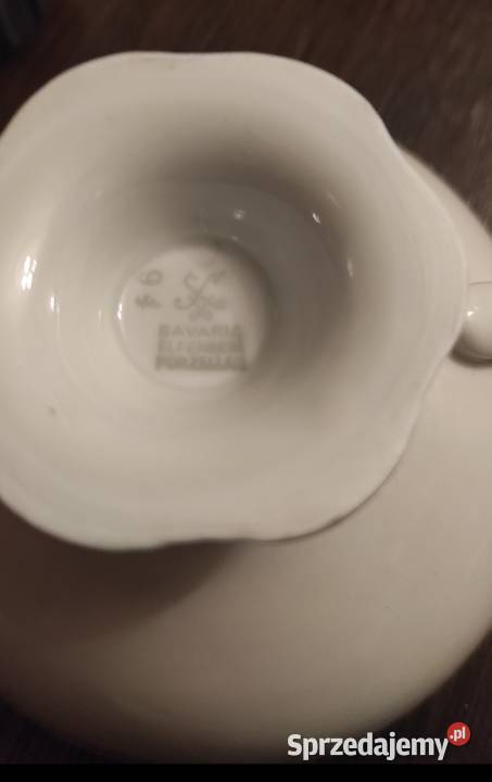 ELFENBEIN  BAVARIA kolekcjonerskie Trio Porcelana i szkło