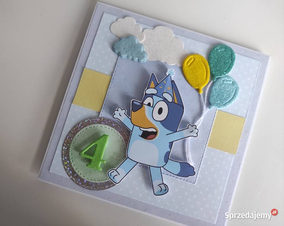 Kartka ręcznie robiona na urodziny Blue