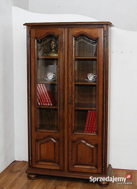 DĘBOWA BIBLIOTECZKA REGAŁ BIBLIOTEKA WITRYNA