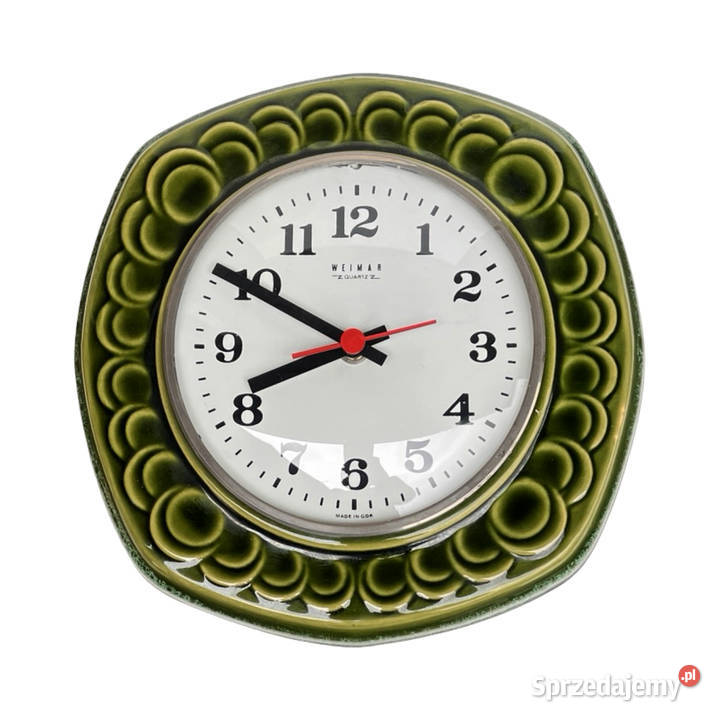 Ceramiczny zielony zegar ścienny Weimar Niemcy zielony mazowieckie Warszawa