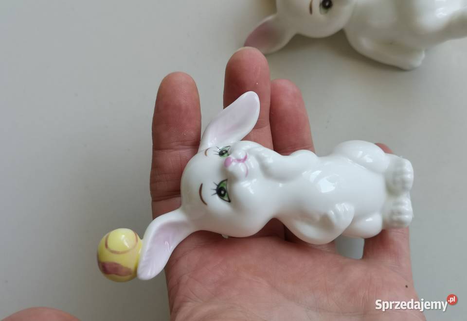 Figurki zajączki Wielkanocne porcelana vintage