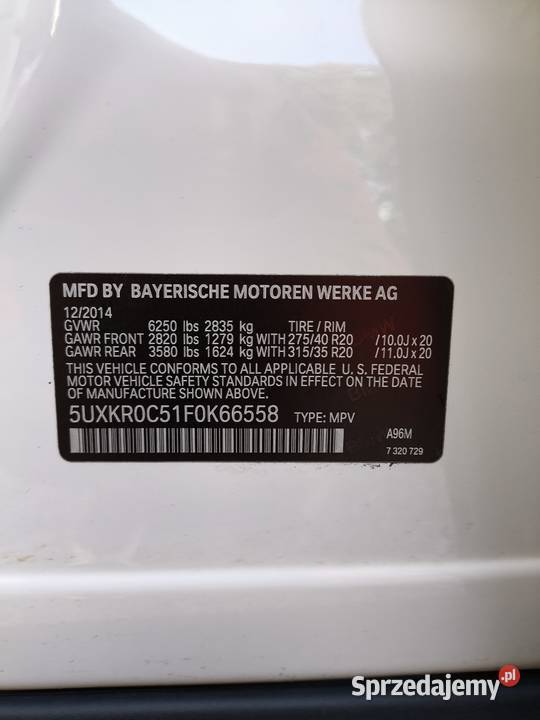 Sprzedam BMW x5 xDrive35i model 2015 biały Kozy
