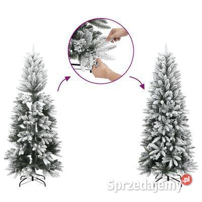 vidaXL Sztuczna smukła choinka pokryta śniegiem mazowieckie Warszawa