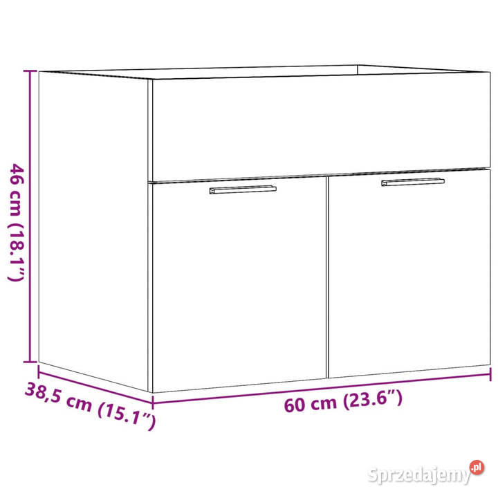 Szafka pod umywalkę szarość betonu 60x385x46 Warszawa