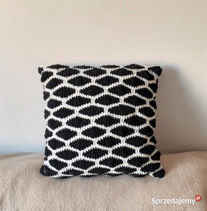 Poduszka poszewka dekoracyjna czarnobiała czarny Warszawa