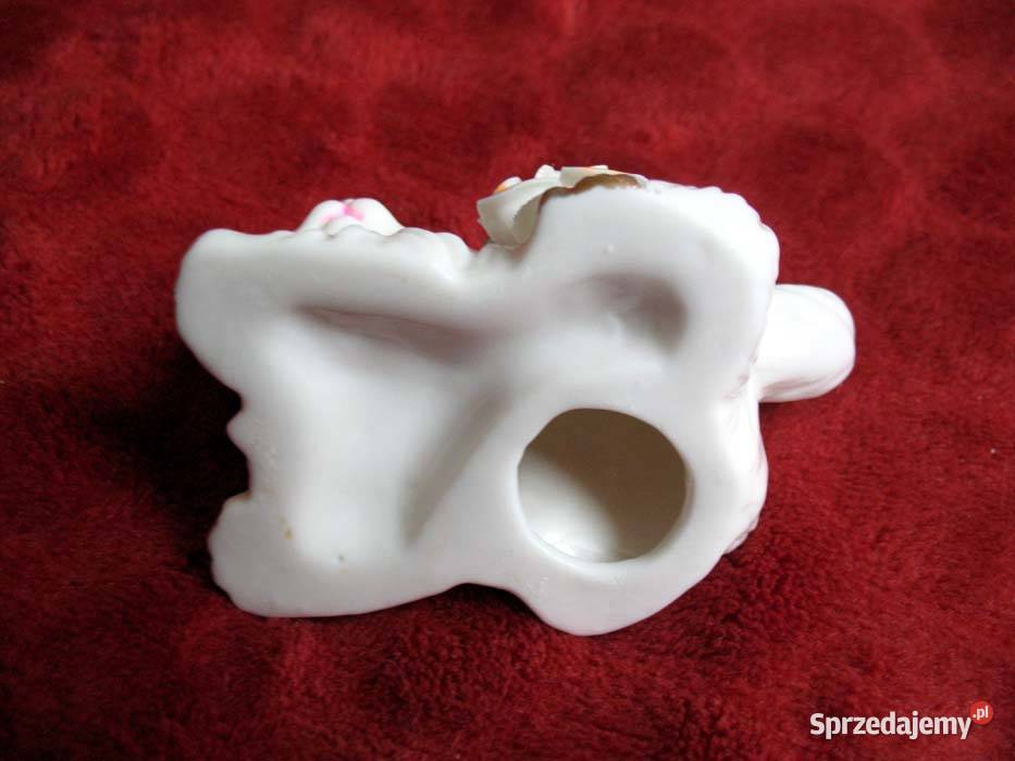 Kot kotek złocony porcelana 5 x 9 x 5 Rękodzieło biały Figurki i rzeźby Siedlce