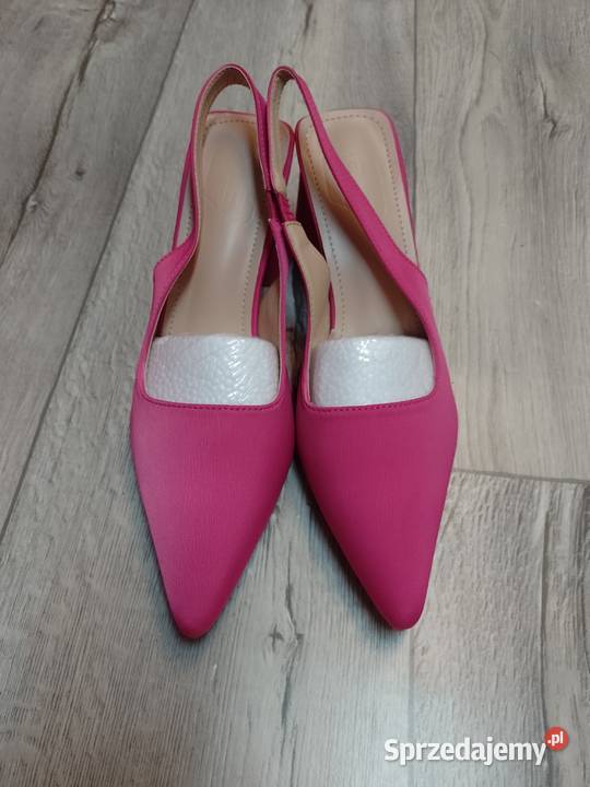 3940 Różowe czółenka wieczorowe z odkrytą piętą Kraków