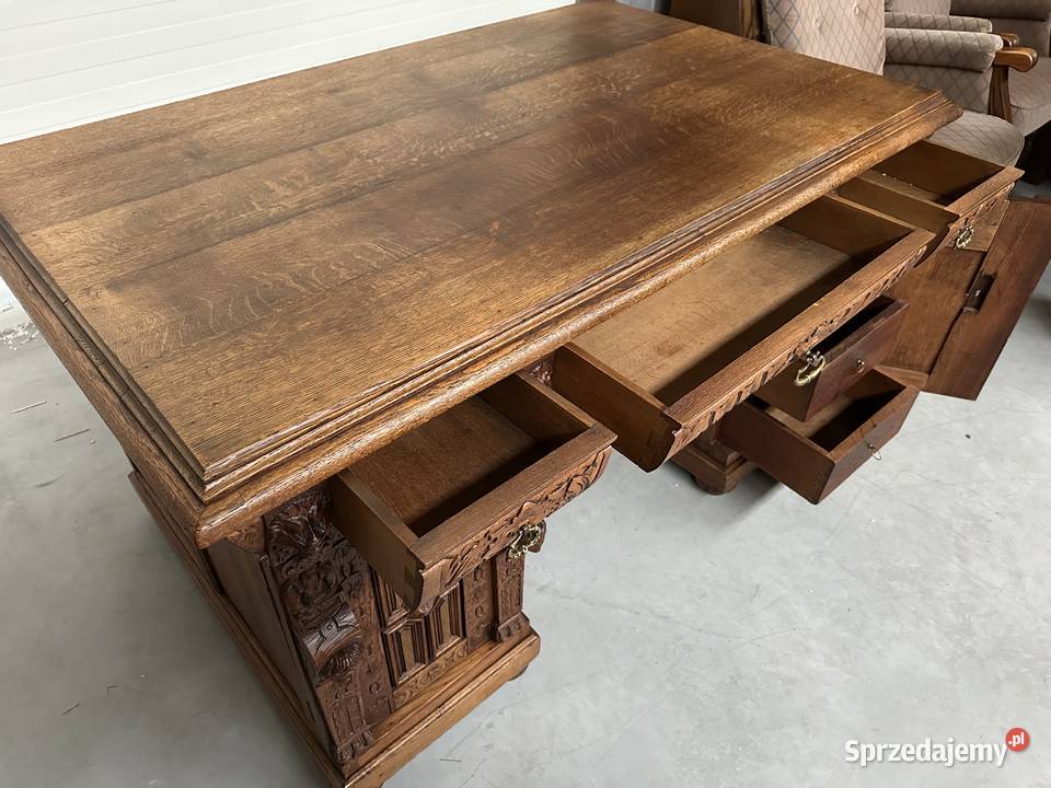 Antyczne dębowe biurko gabinetowe 150 Sławoszewek