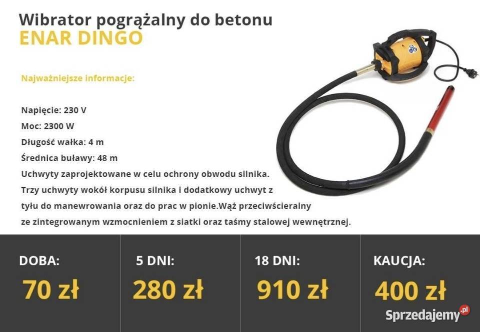 Wibrator do betonu Enar Enarco Dingo mocny Suwałki sprzedam