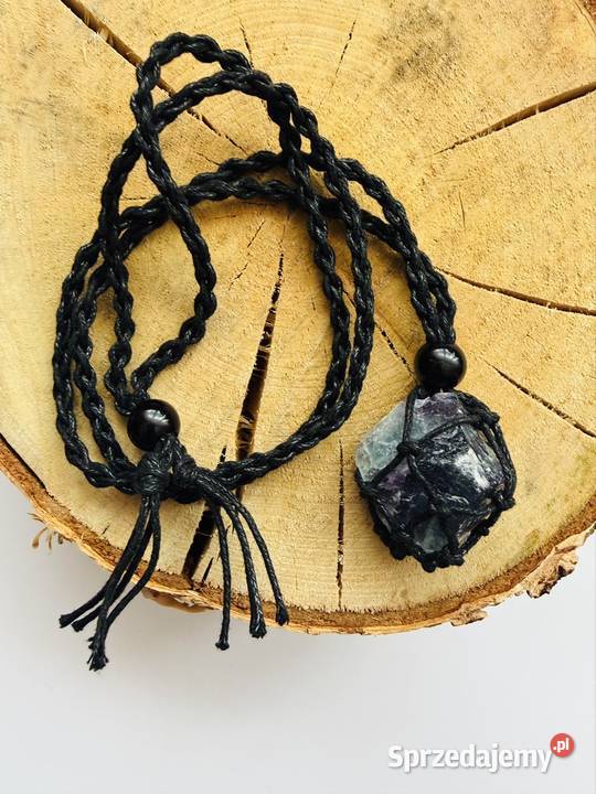 Naszyjnik makrama z kamieniem fluoryt Łomża