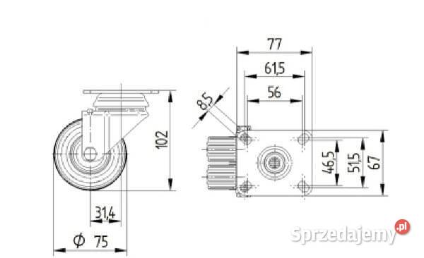 Podwójne koła skrętne 2970PJP075P50