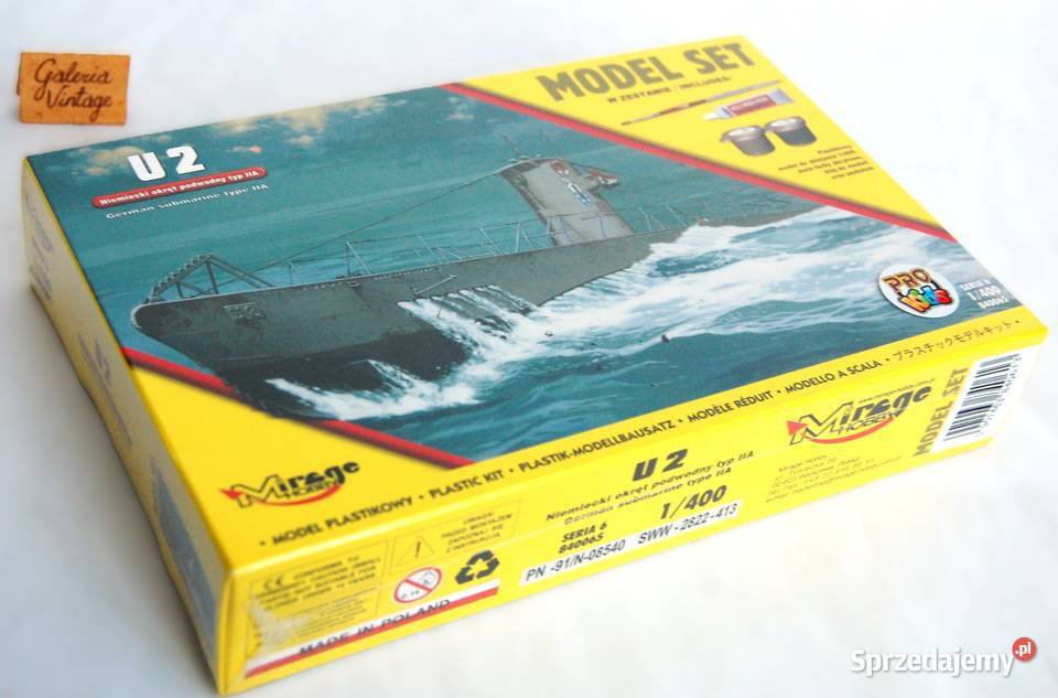 Mirage Hobby niemiecki okręt podwodny U2 model Lublin