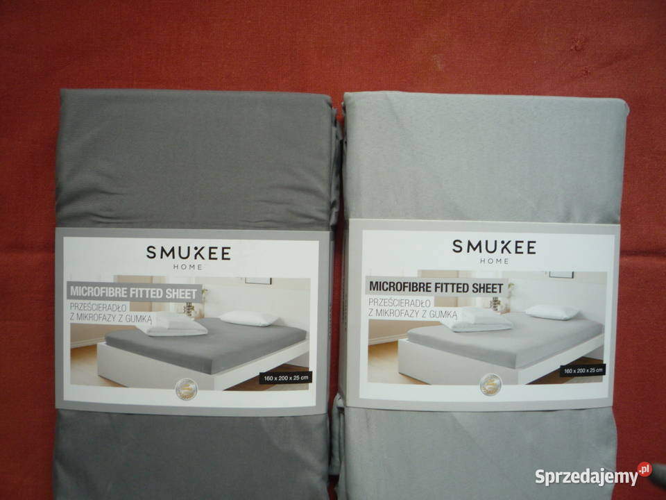 Smukee Szare Mikrofaza Prześcieradło z gumką Szczecin sprzedam