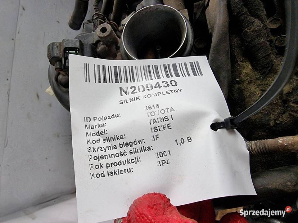 SILNIK KOMPLETNY TOYOTA YARIS I 1SZFE Lipno sprzedam