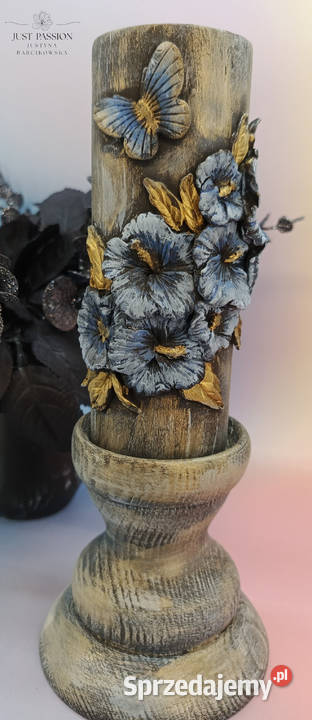 Komplet drewniany świecznik z podstawą na Ostróda