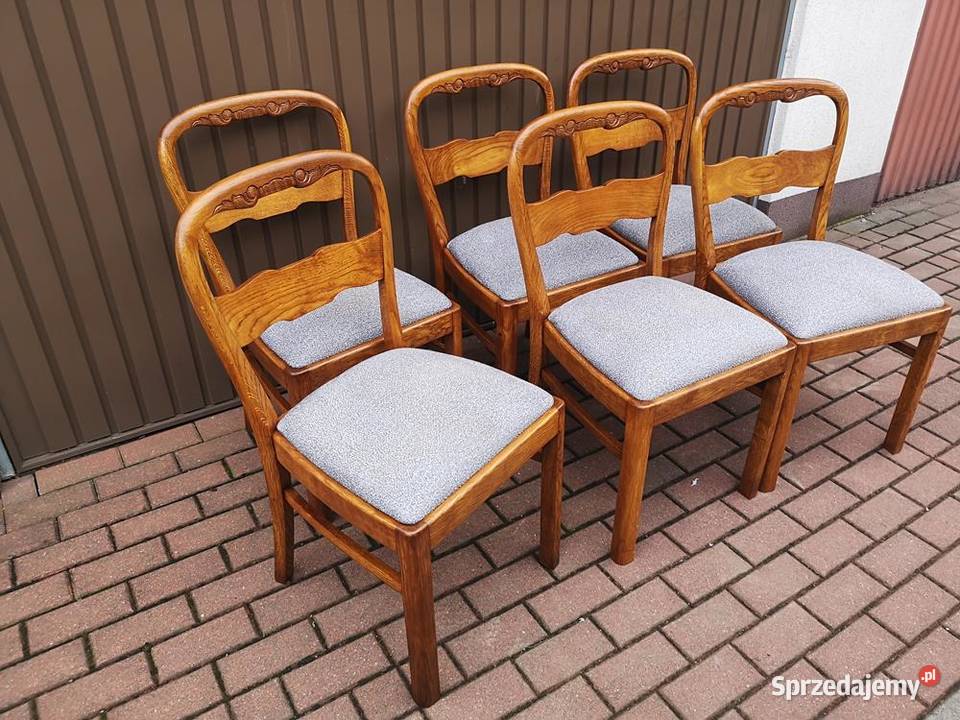 Krzesła ARTDECO Politura 6 Sztuk Stare Antyk Swarzędz
