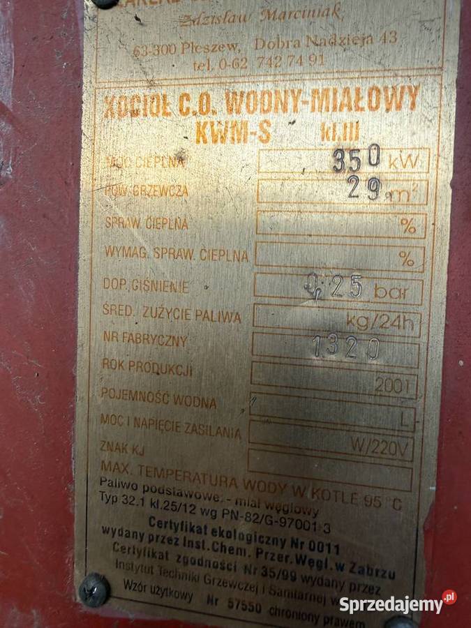 Kocioł na drewno wegiel mial 320kw Świebodzin
