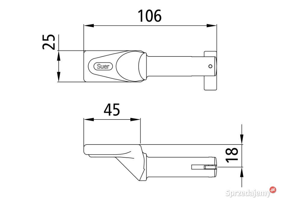 Bolec zawiasu 2530 fi 16mm z blokadą surowy