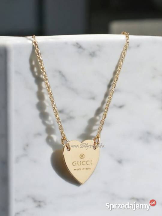 Złoty naszyjnik GUCCI serce z grawerem Made in Kraków