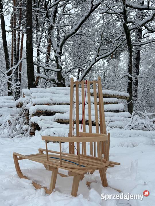 Sanki drewniane z oparciem i sznurkiem NOWE Mielec sprzedam