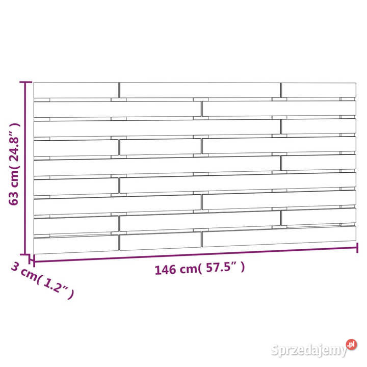 Wezgłowie łóżka czarne 146x3x63 lite drewno