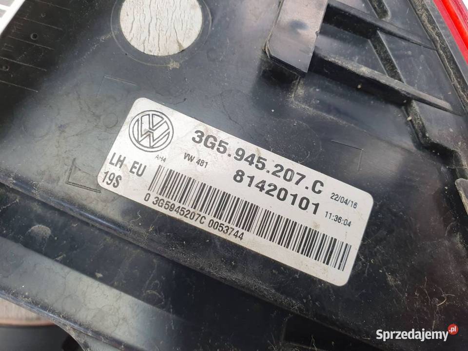 LAMPA LEWA TYŁ VOLKSWAGEN PASSAT B8 3G5945207C osobowe Lipno sprzedam