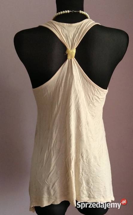 Letnia beżowa kremowa bluzka tunika asymetryczna Krosno