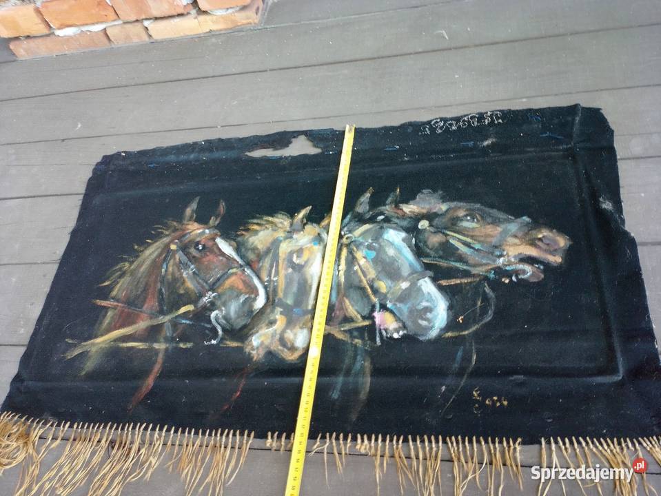 Konie w galopie stary przedwojenny obraz z sprzedam