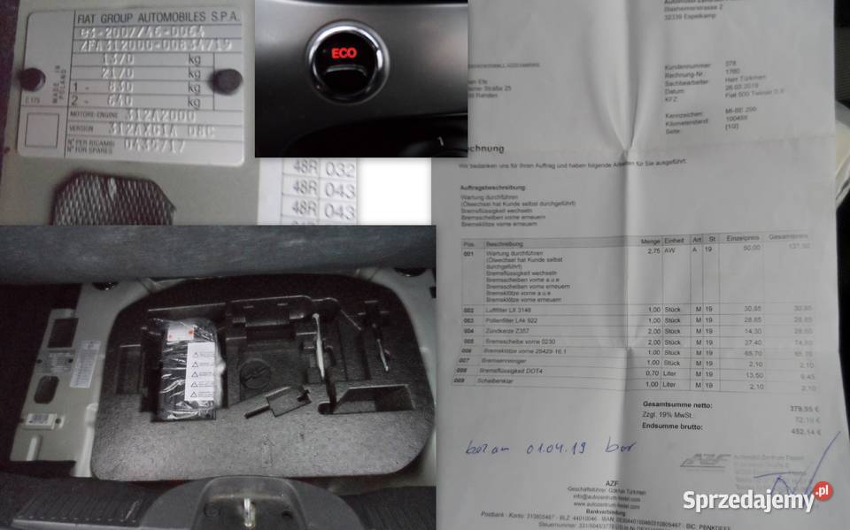 Fiat 500 Kamera tyl i przódPoł SkóryKima immobilizer małopolskie Bochnia