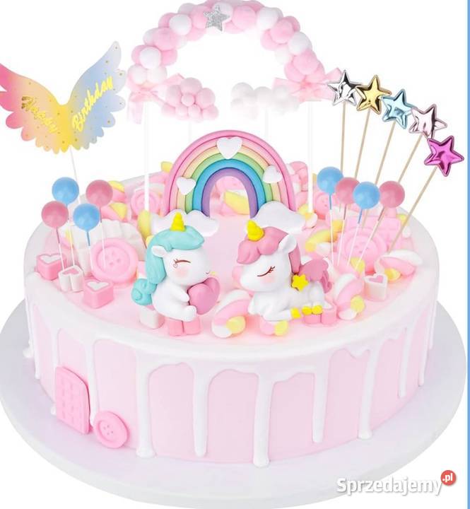 Śliczny zestaw na tort urodzinowy Dwa jednorożce lubuskie Żary