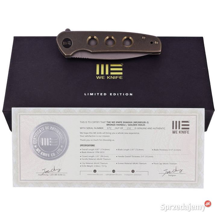 Nóż składany WE Knife Shakan LE No 172210 Bronze Warszawa