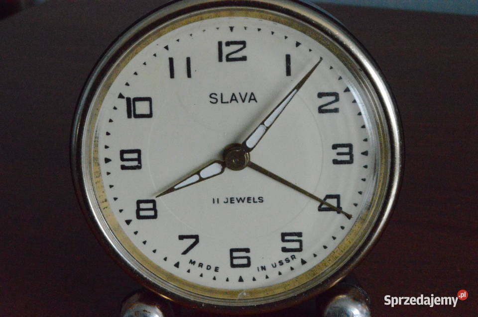 KOLEKCJONERSKI CZARNY BUDZIK SLAVA 11 JEWELS Zegarki