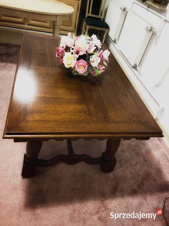 Stół antyk prostokątny rzeźbiony drewno ciemny Siedlce