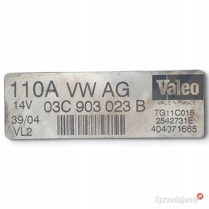 ALTERNATOR VW Golf V 16 FSI 03C903023B 110A Chełm