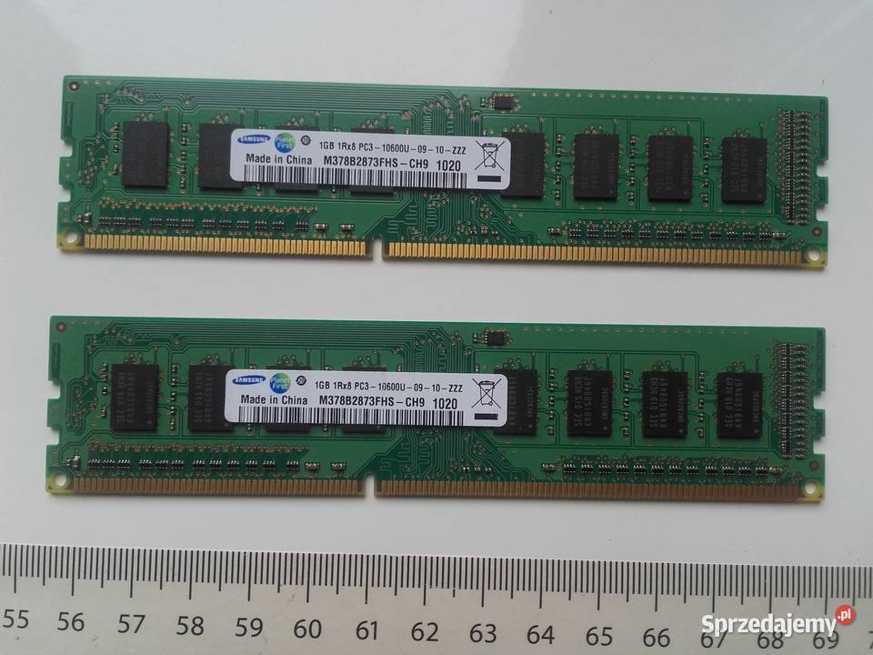 Samsung DDR3 2x1GB 2GB PC3 1333Mhz 10600U0910zzz Bydgoszcz sprzedam