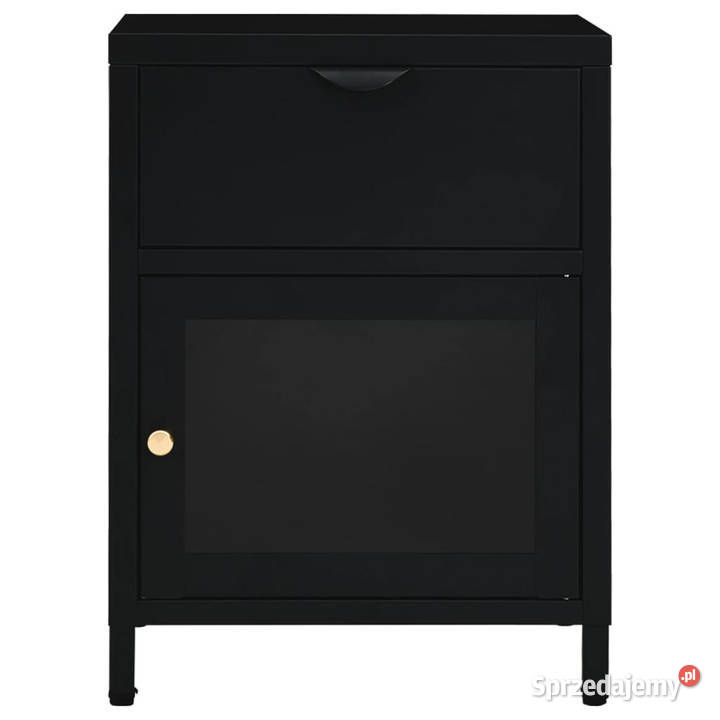 Szafki nocne 2 czarne 40x30x545 stal i szkło Warszawa