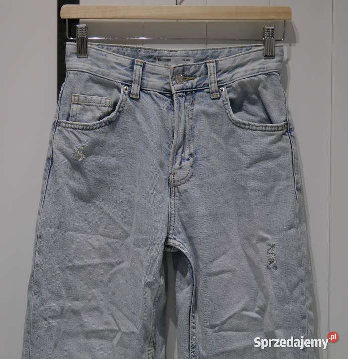 Bershka Baggy świetne spodnie z dziurami 32 XXS niebieski Wrocław