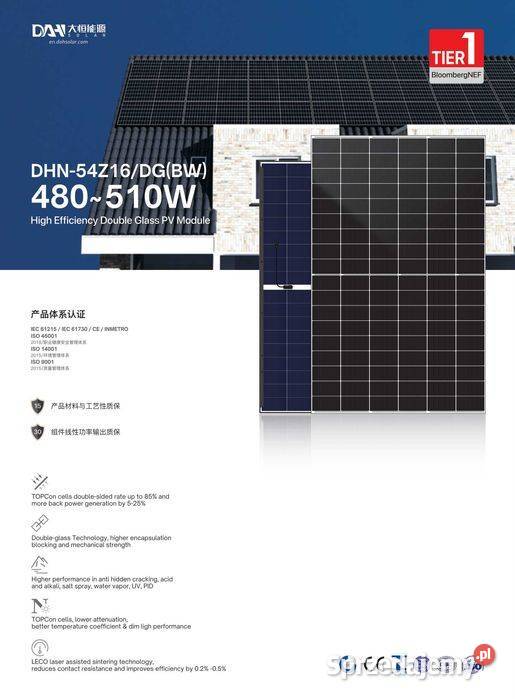 Panel Fotowoltaiczny DAH Solar 510W Bifacial Panele fotowoltaiczne