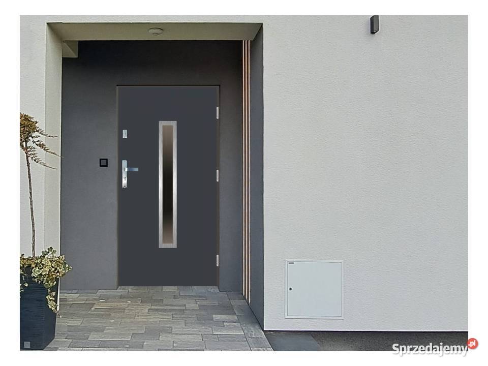 Drzwi wejściowe do domu GI07 INOX Antracyt 90 Ciemniewo