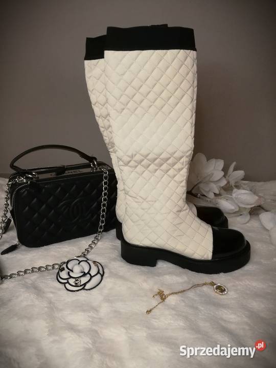kozaki pikowane ecru w stylu Chanel Warszawa