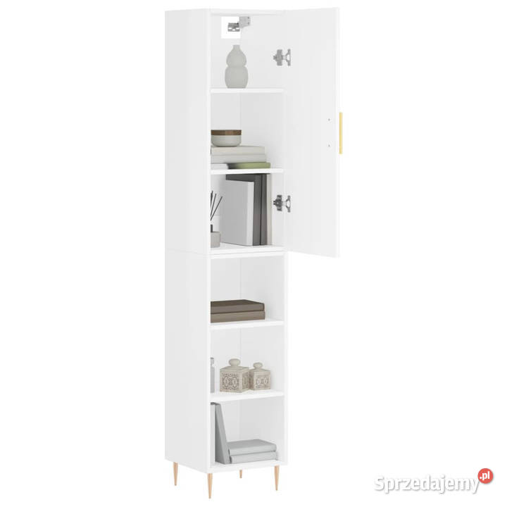 Wysoka szafka biała 345x34x180 materiał mazowieckie